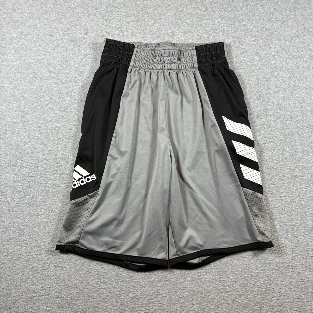Adidas Pro Madness Basketball Shorts Mens Medium Gray Black AEROREADY Gym Y2K